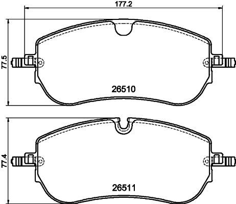 Комплект гальмівних накладок, дискове гальмо, Hella 8DB355044-251