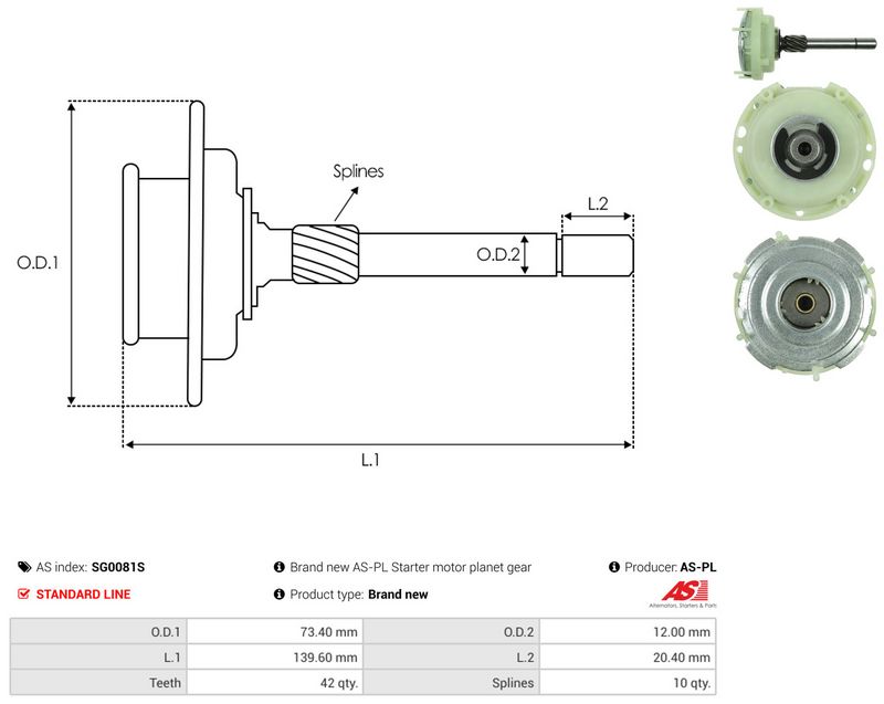 AS-PL SG0081S Ring Gear, planetary gearbox (starter)