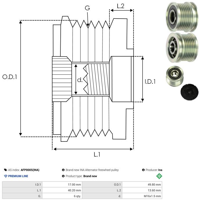 AS-PL AFP0005(INA) Alternator Freewheel Clutch