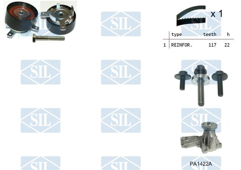 Saleri SIL Vízpumpa + fogasszíj készlet K1PA1422A