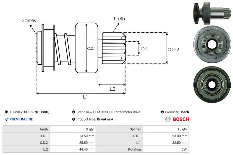 AS-PL SD0357(BOSCH) Freewheel Gear, starter