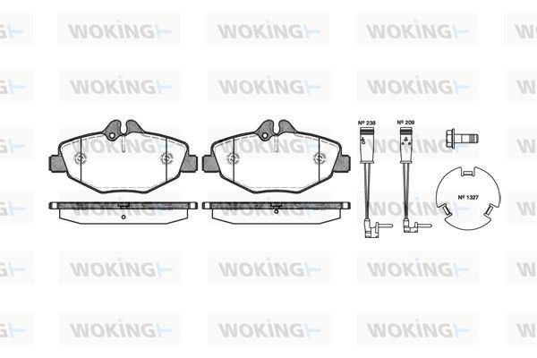 Комплект гальмівних накладок, дискове гальмо, Woking P8903.02