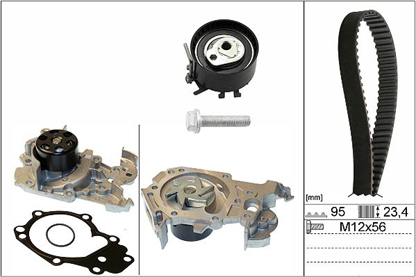 Водяний насос + зубчастий ремінь, Renault Clio Kangoo Modus Twingo 1.2 01-, Ina 530019530