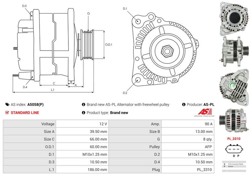 AS-PL A5058(P) Alternator