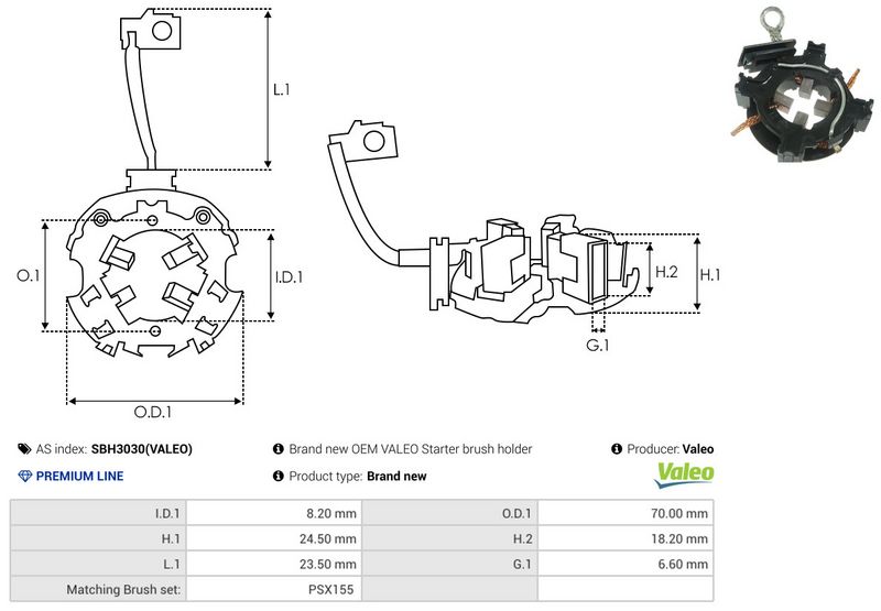 AS-PL SBH3030(VALEO) Holder, carbon brushes