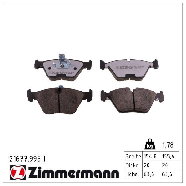 комплект спирачно феродо, дискови спирачки ZIMMERMANN