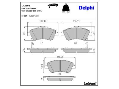 DELPHI LP2102 Brake Pad Set, disc brake