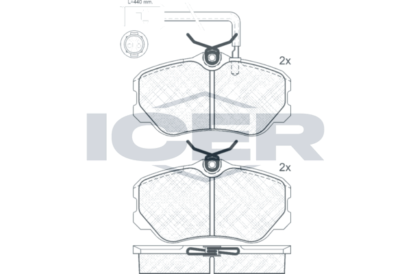 комплект спирачно феродо, дискови спирачки ICER