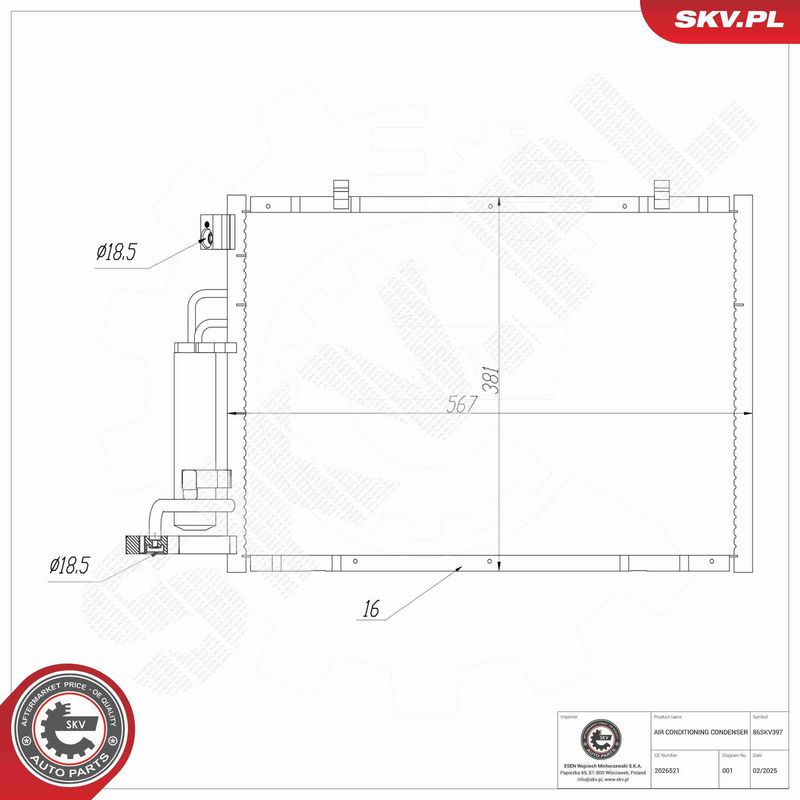 ESEN SKV 86SKV397 Condenser, air conditioning