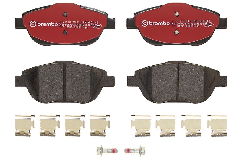 Piduriklotsi komplekt, ketaspidur, BREMBO P 61 103X
