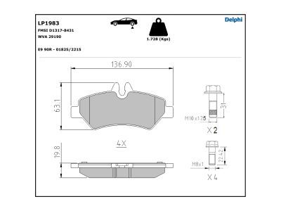 DELPHI LP1983 Brake Pad Set, disc brake