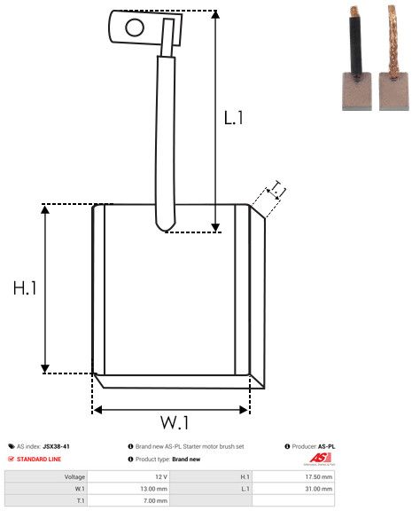 AS-PL JSX38-41 Carbon Brush, starter