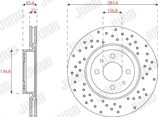 Гальмівний диск передній ABARTH 500, 595, 695 Jurid 563303JC