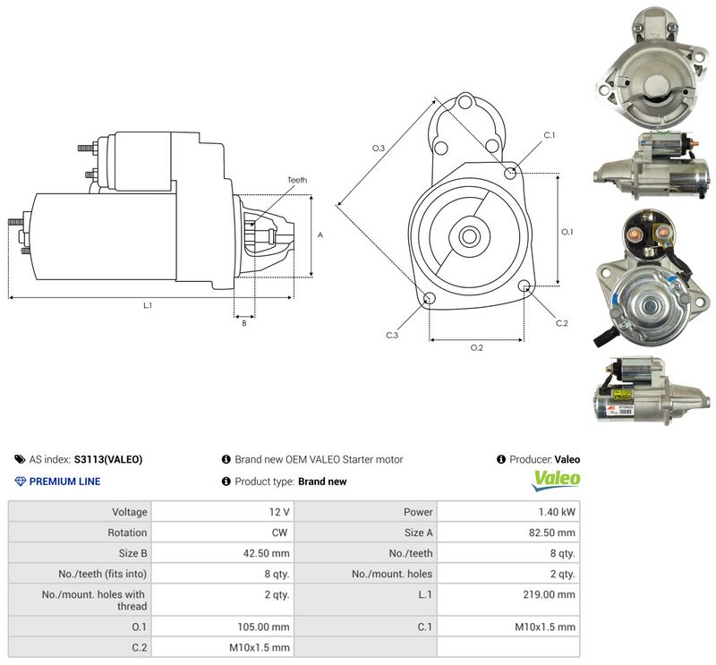 AS-PL S3113(VALEO) Starter