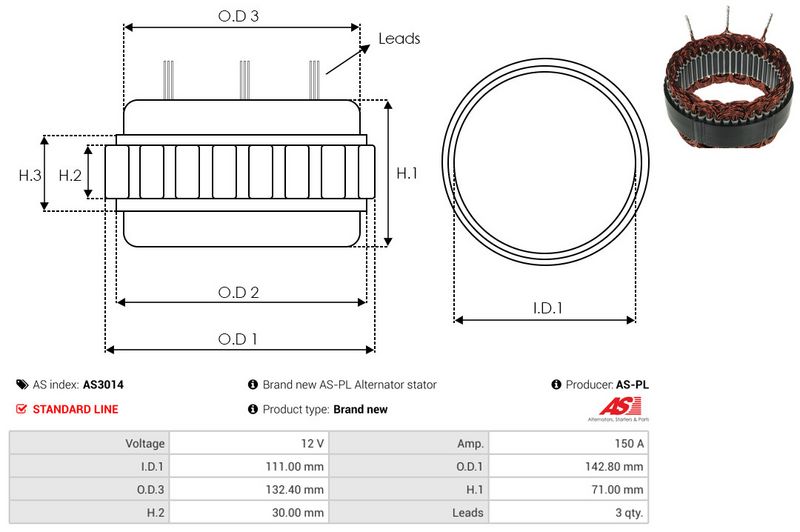 Staator, generaator, AS-PL AS3014