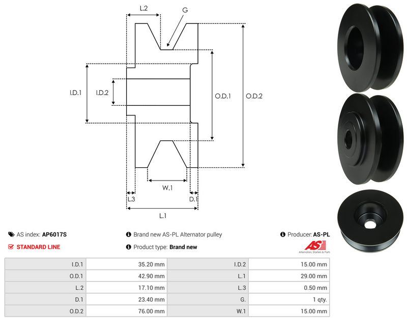 Rihmaratas, generaator, AS-PL AP6017S