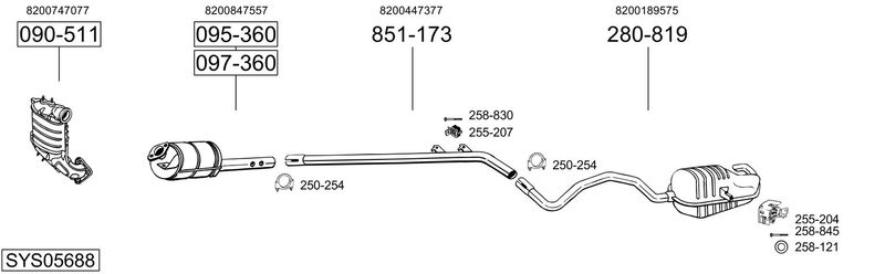 BOSAL kipufogórendszer SYS05688