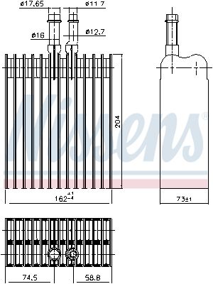 Випарник, система кондиціонування повітря, Nissens 92378