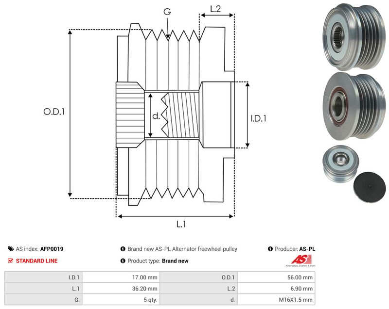 AS-PL AFP0019 Alternator Freewheel Clutch