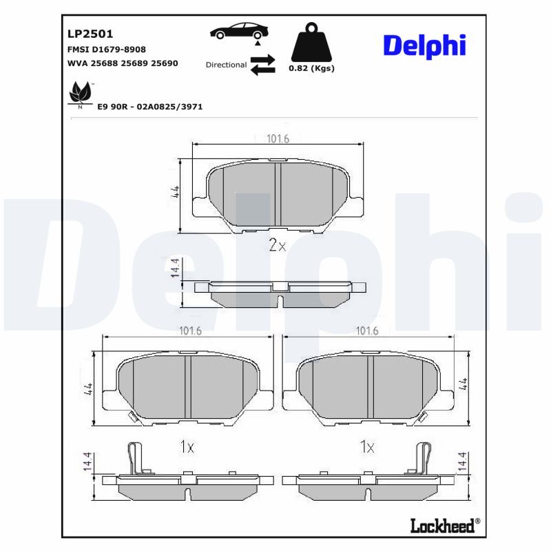 DELPHI LP2501 Brake Pad Set, disc brake