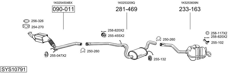 BOSAL kipufogórendszer SYS10791