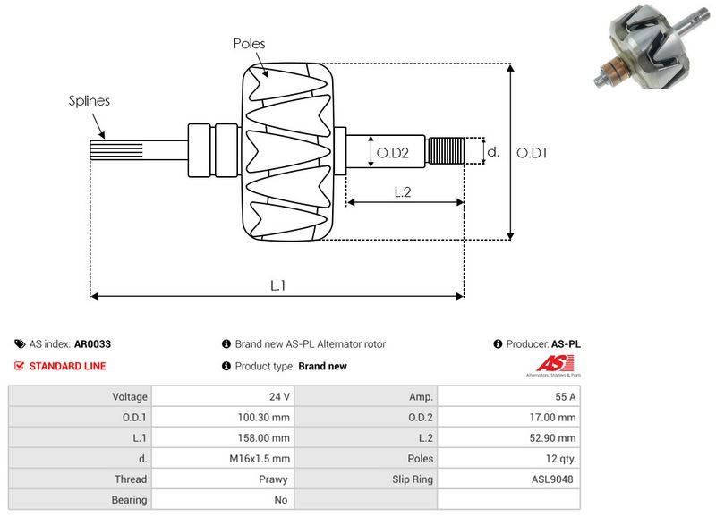 rootor, generaator, AS-PL AR0033