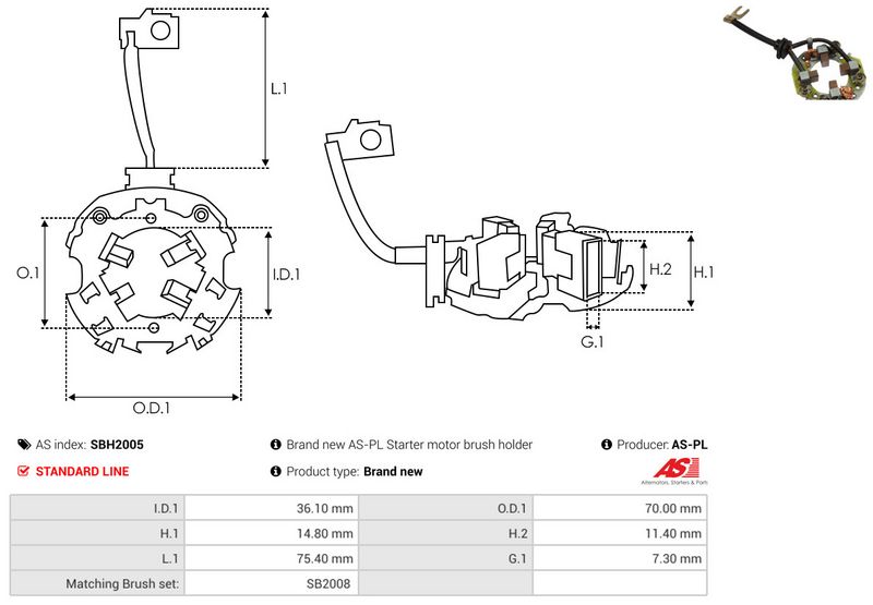 Kinnitus, süsinikuharjad, AS-PL SBH2005