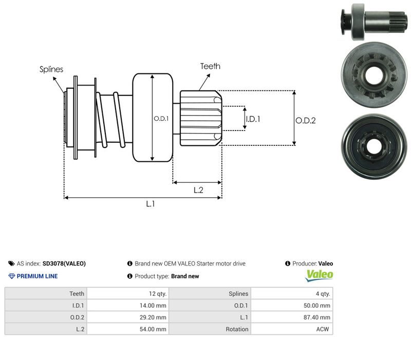 Vabajooks, starter, AS-PL SD3078(VALEO)