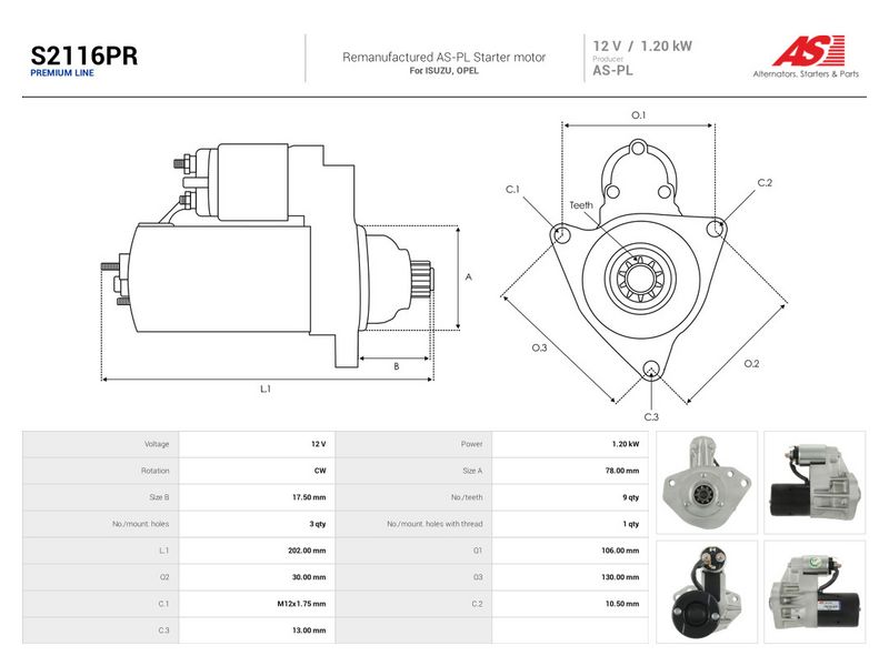 This part match OEM code: 1202167