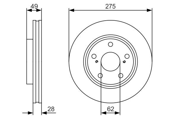 BOSCH диск тормозной передний TOYOTA Camry 04-