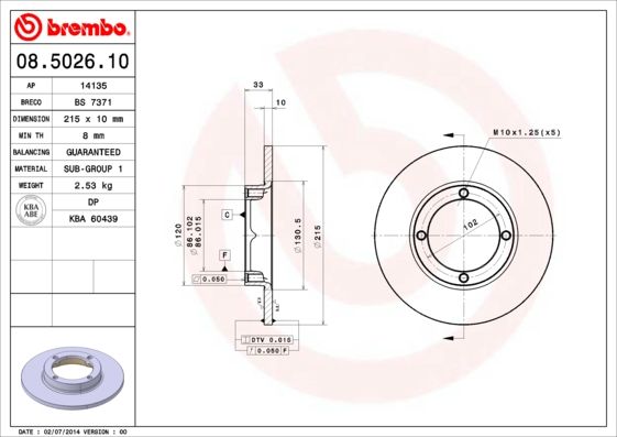 BREMBO Remschijf 08.5026.10