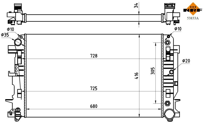 Радіатор, система охолодження двигуна, Nrf 53833A