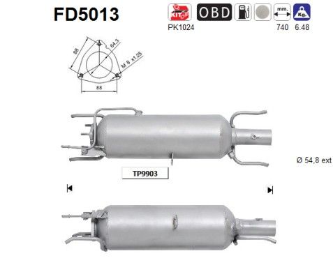 AS FD5013 Протисажний/пиловий фільтр, система відведення ВГ