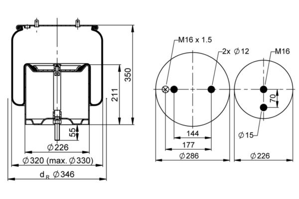 Mech, pneumatické odpružení 1 D 28 H-16