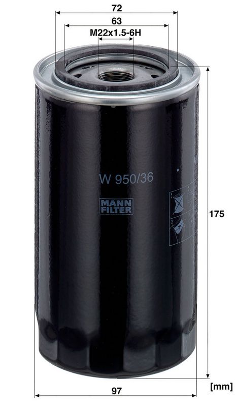 Filtru ulei W 950/36 MANN-FILTER