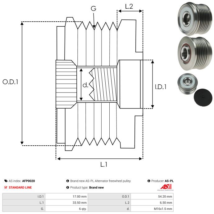 AS-PL AFP0020 Alternator Freewheel Clutch