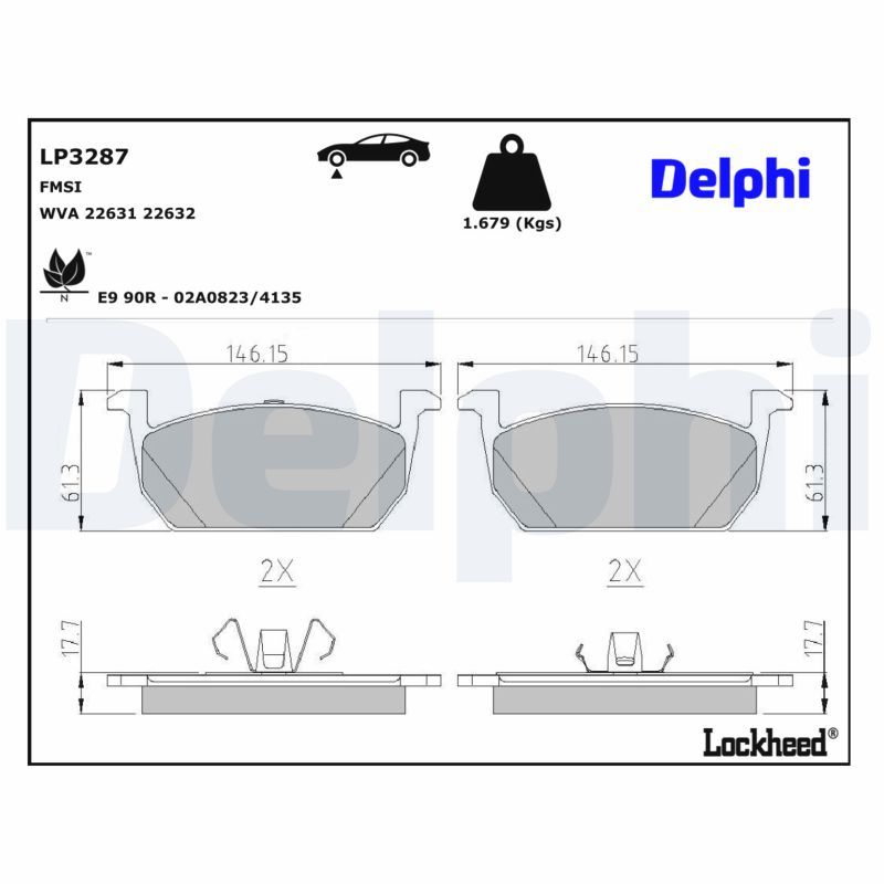 Piduriklotsi komplekt, ketaspidur, DELPHI LP3287