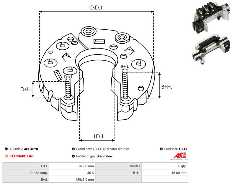 AS-PL ARC4028 Rectifier, alternator