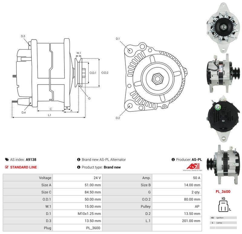 AS-PL A9138 Alternator