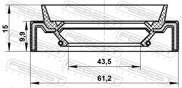 FEBEST 95JAS-45611015L Shaft Seal, transfer case