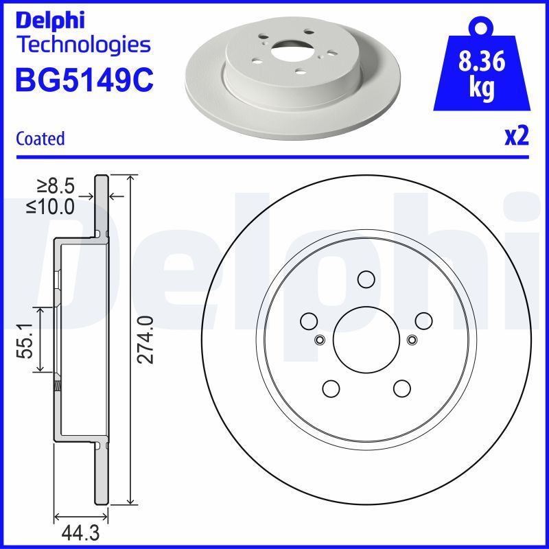 Гальмівний диск, Delphi BG5149C