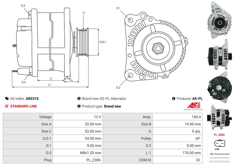AS-PL A0531S Alternator