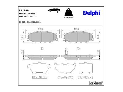 DELPHI LP1999 Brake Pad Set, disc brake