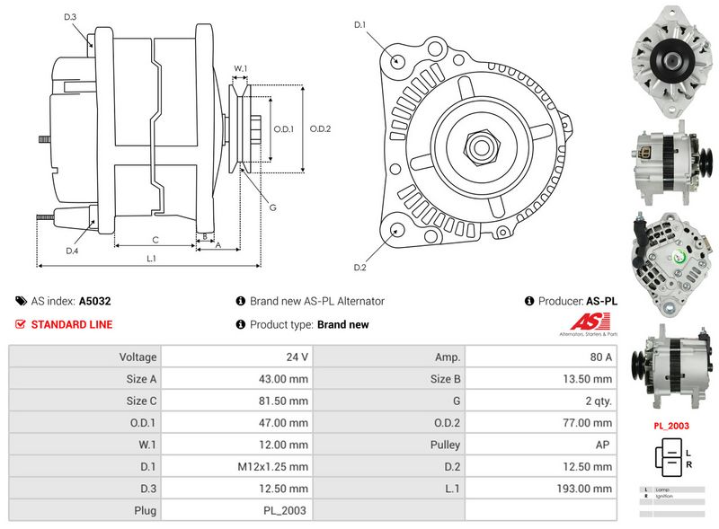 AS-PL A5032 Alternator
