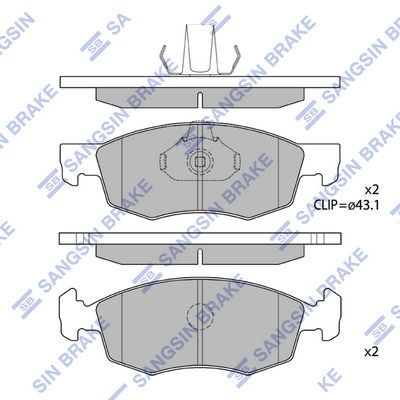 Комплект гальмівних накладок, дискове гальмо, Hi-Q SP1198