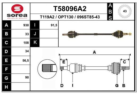 EAI hajtótengely T58096A2