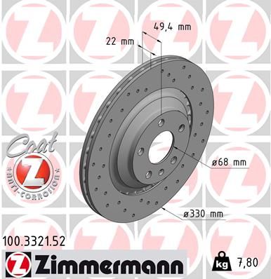 Гальмівний диск, Zimmermann 100.3321.52