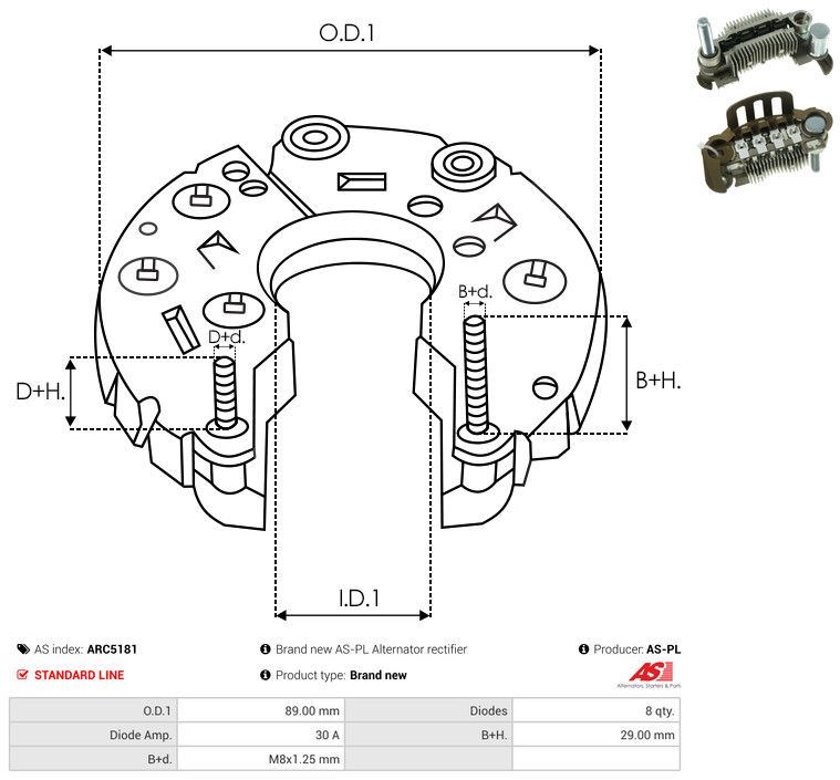 AS-PL ARC5181 Rectifier, alternator