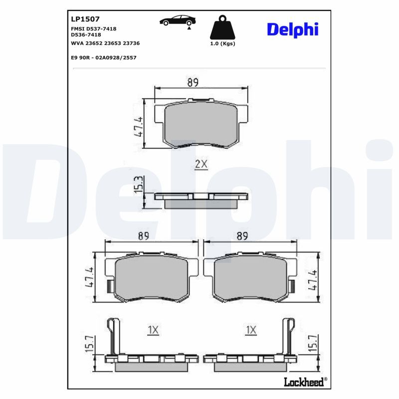 DELPHI LP1507 Brake Pad Set, disc brake
