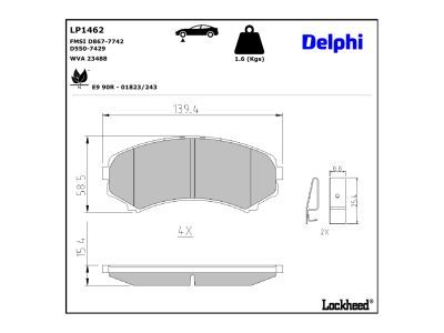 DELPHI LP1462 Brake Pad Set, disc brake
